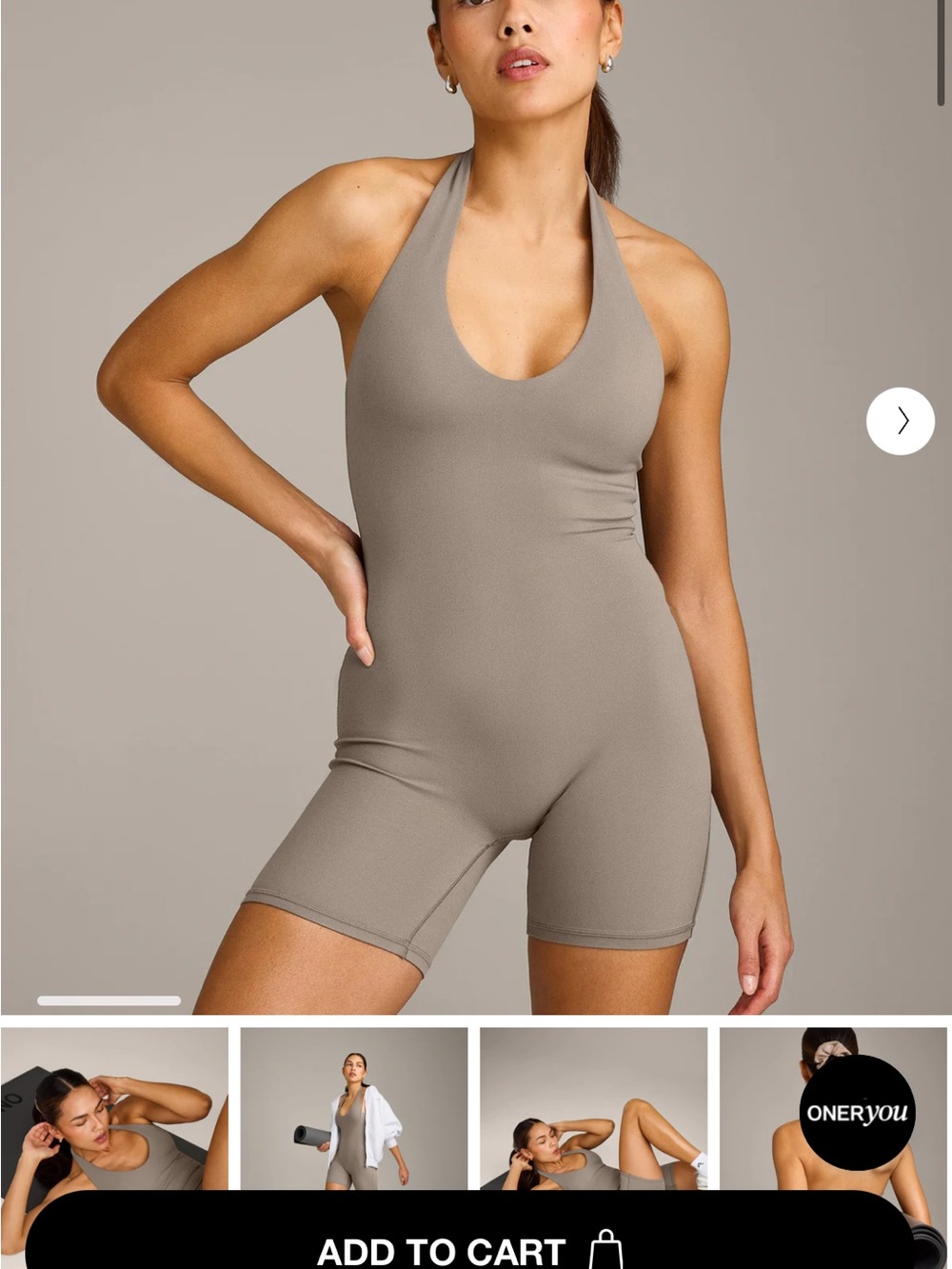 Oner active soft motion halter neck all in one short gray loco color minky